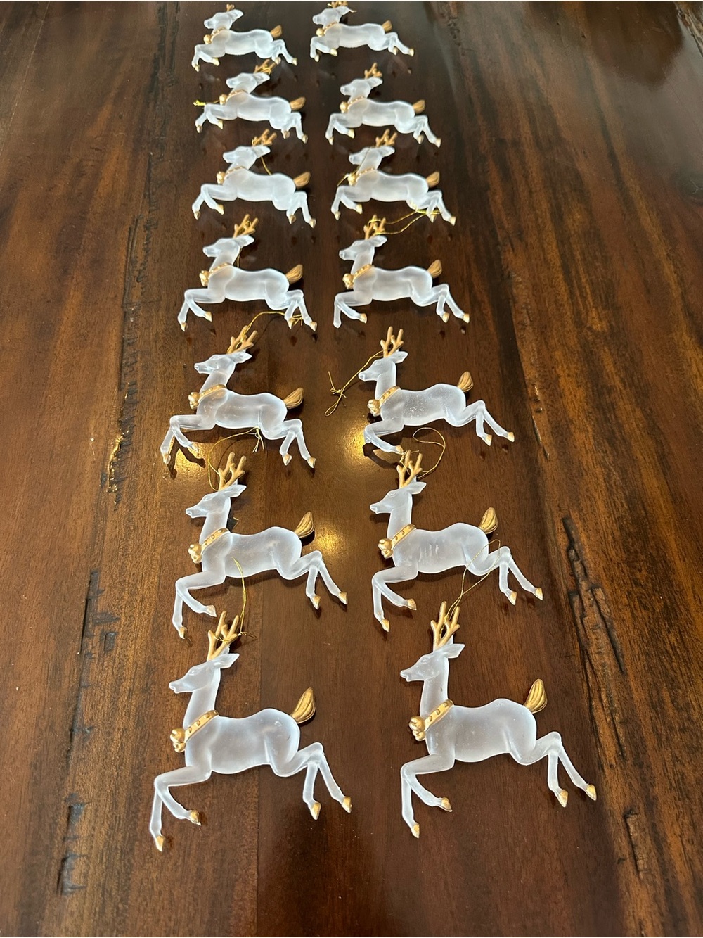 Frosted White and Gold Reindeer Ornament Set - 14 Pack